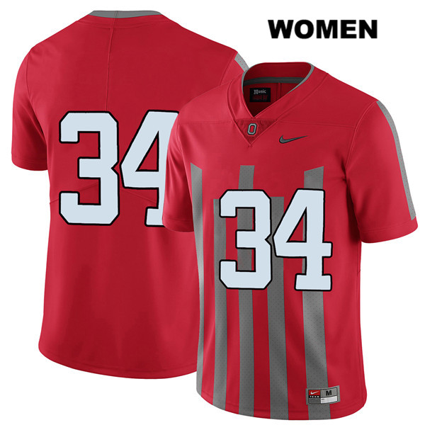 Ohio State Buckeyes Women's Mitch Rossi #34 Red Authentic Nike Elite No Name College NCAA Stitched Football Jersey PC19V87UB